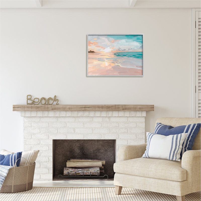 «Abstract Beach Sunset» par Amelia Noyes, H 24 po x l 30 po x P 1,5 po, Encadré gris
