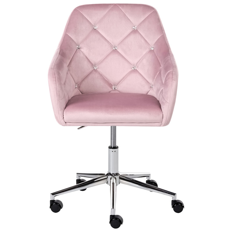 17 Stories Velvet Office Chair, Pink