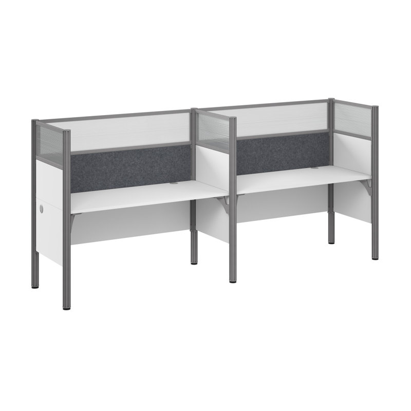 Bush Business Furniture Probiz Double Cubicle Desk For Office With High Privacy Panels And Tackboard
