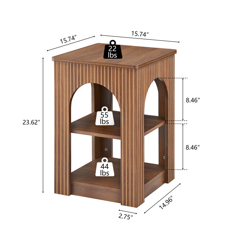 Farmhouse Square End Table With Storage, Walnut