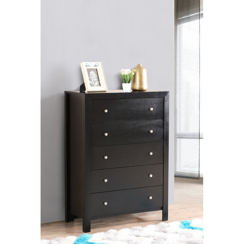 Commode 5 tiroirs Baer, Noir