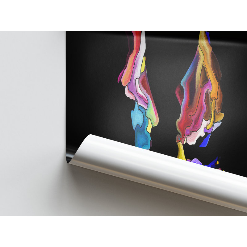 «Valentine's Day Gift - Colorful Abstract Couple Silhouette», art sur toile, H 43 po x l 98 po, Cadre flottant noir