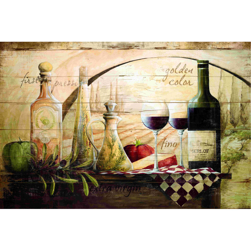 Impression sur toile tendue, "Tuscan Vinyard Wood", H 20 po x l 30 po