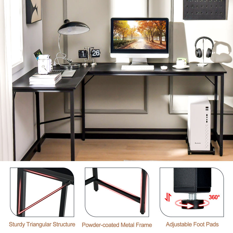 Bureau d'ordinateur en L Pavlov, Noir