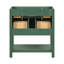  30'' Bathroom Vanity, Freestanding Single Vanity with 5 Drawers, Solid Wood Frame Storage Cabinet, Green, Sink Not Included