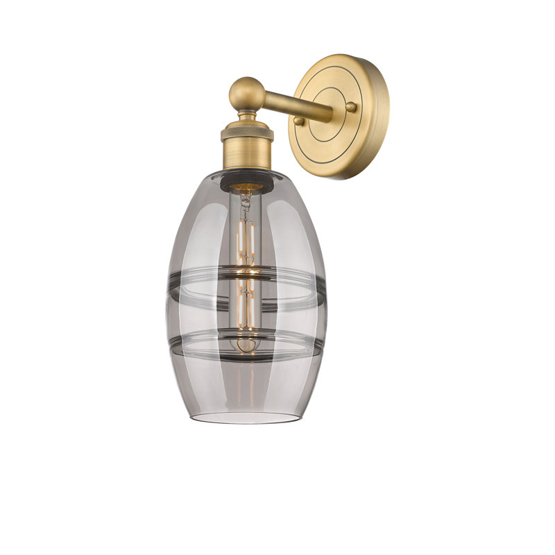 Bettylou Steel Armed Sconce, Brushed Brass, Light Smoke, 10.38" H x 5.88" W x 7.44" D