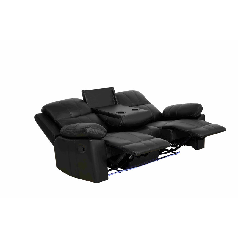 Reclining Sofa W/drop-down Table W/led, Black