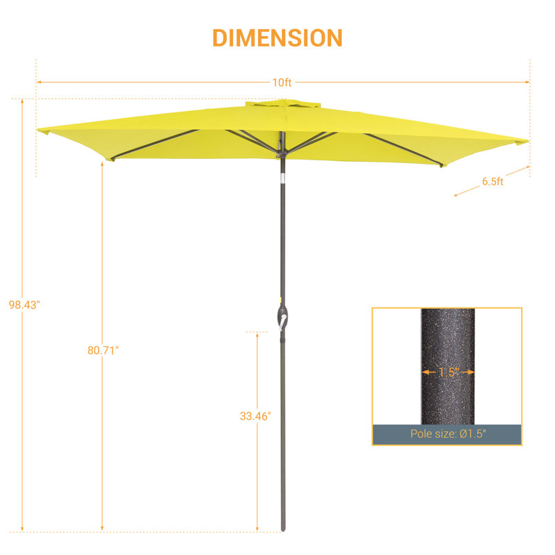 Parasol de marché rectangulaire 120 po x 78 po Darcie-Mai, Jaune