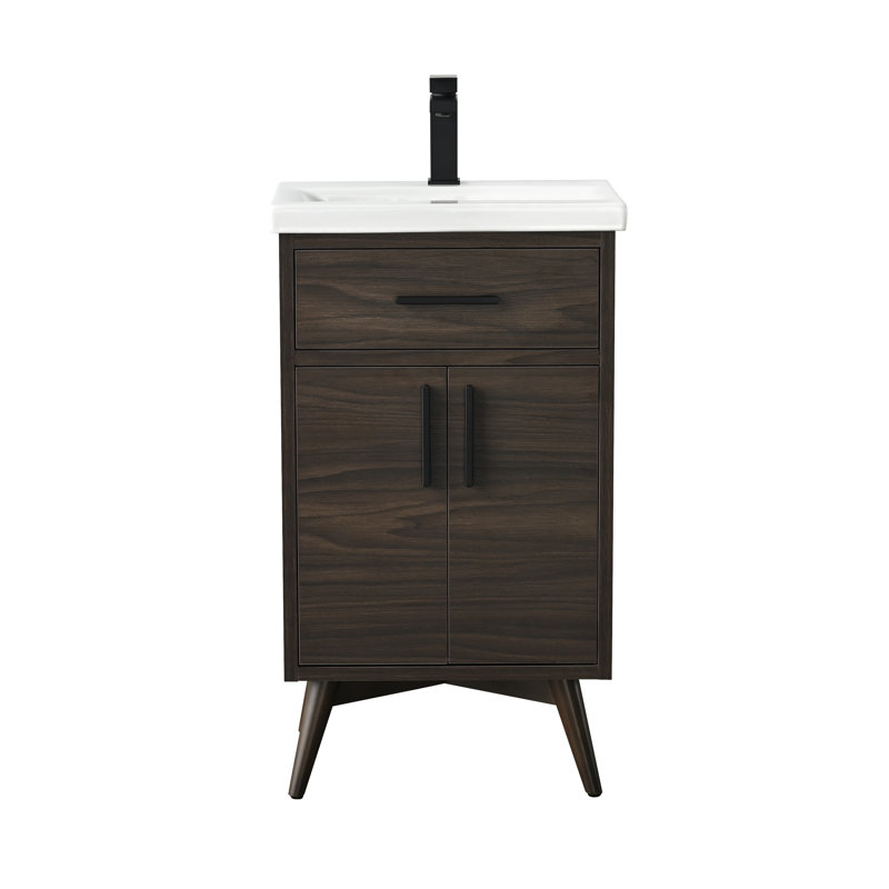 Binford 20" Single Bathroom Vanity Set, Dark Walnut/Matt Black