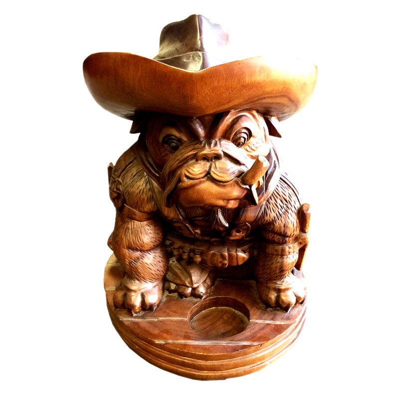 Statue cowboy bouledogue