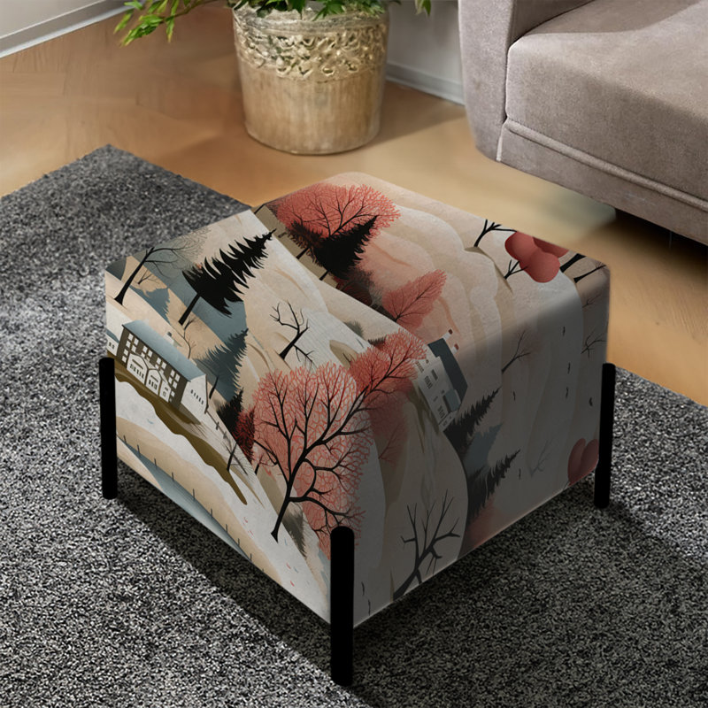 Motif scandinave d'automne d'automne - repose-pieds carré floral