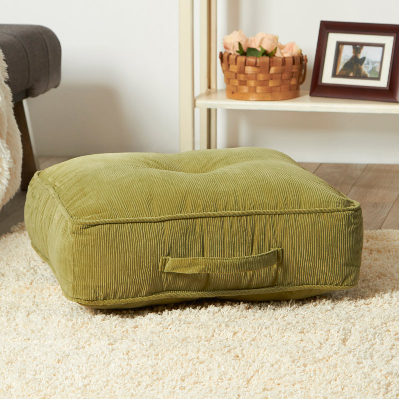 Coussin en microfibre de velours côtelé , Olive