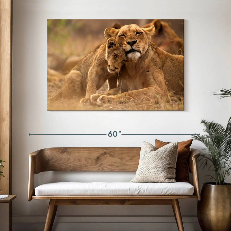 Lioness And Cub, 32" H x 48" W
