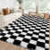 Soft Fluffy Large Rugs for Living Room Shaggy Area Rug Non Slip Modern Checkered Luxury Shag Plush Carpet for Kids Room Bedroom Dorm Home Decor
