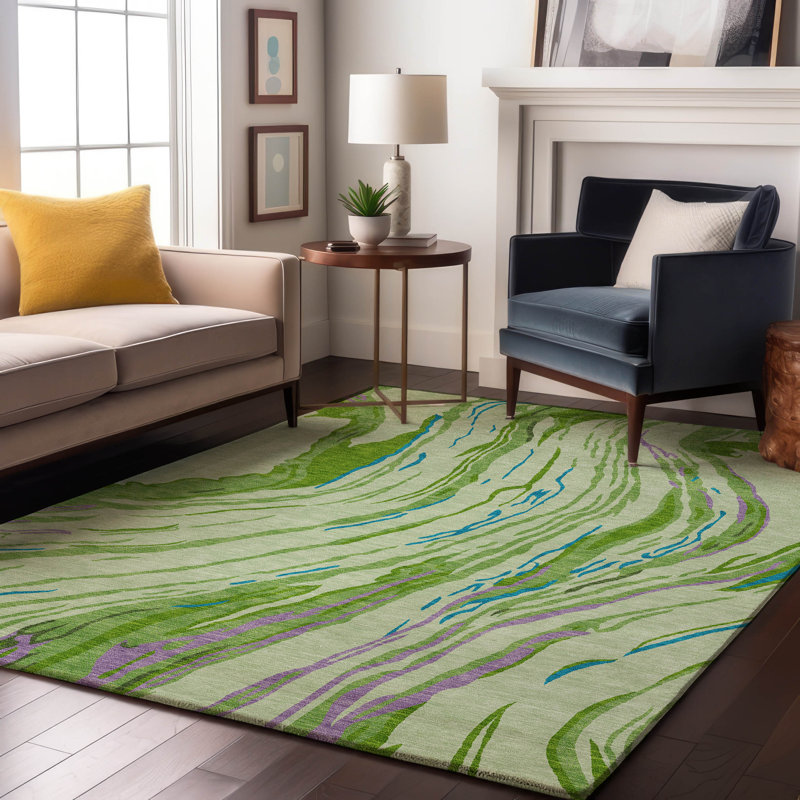 Premium Machine Washable Cortes AMF1037 Swirls Rug, Rectangle 10' x 14'