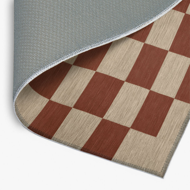 Tapis d'intérieur et d'extérieur à carreaux brun, Rectangulaire 2 pi x 3 pi