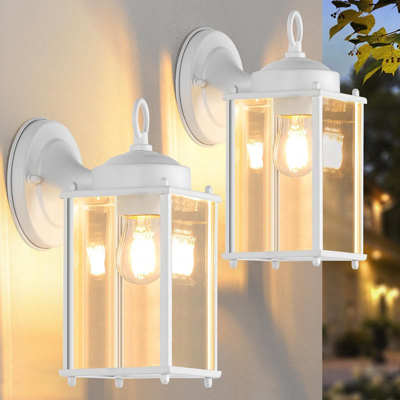 Exterior Waterproof Outdoor Wall Lantern 2 Pack (Bulbs not Included), White
