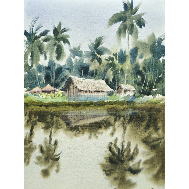 Village côtier | Aquarelle | Pour la décoration murale