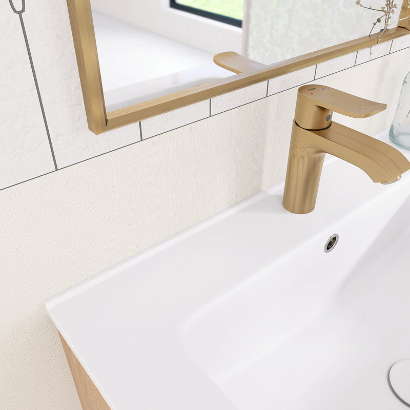 24,02 po X P 18,31 po P 20,4 po Meuble-lavabo mural simple H en noyer avec plateau en céramique blanche