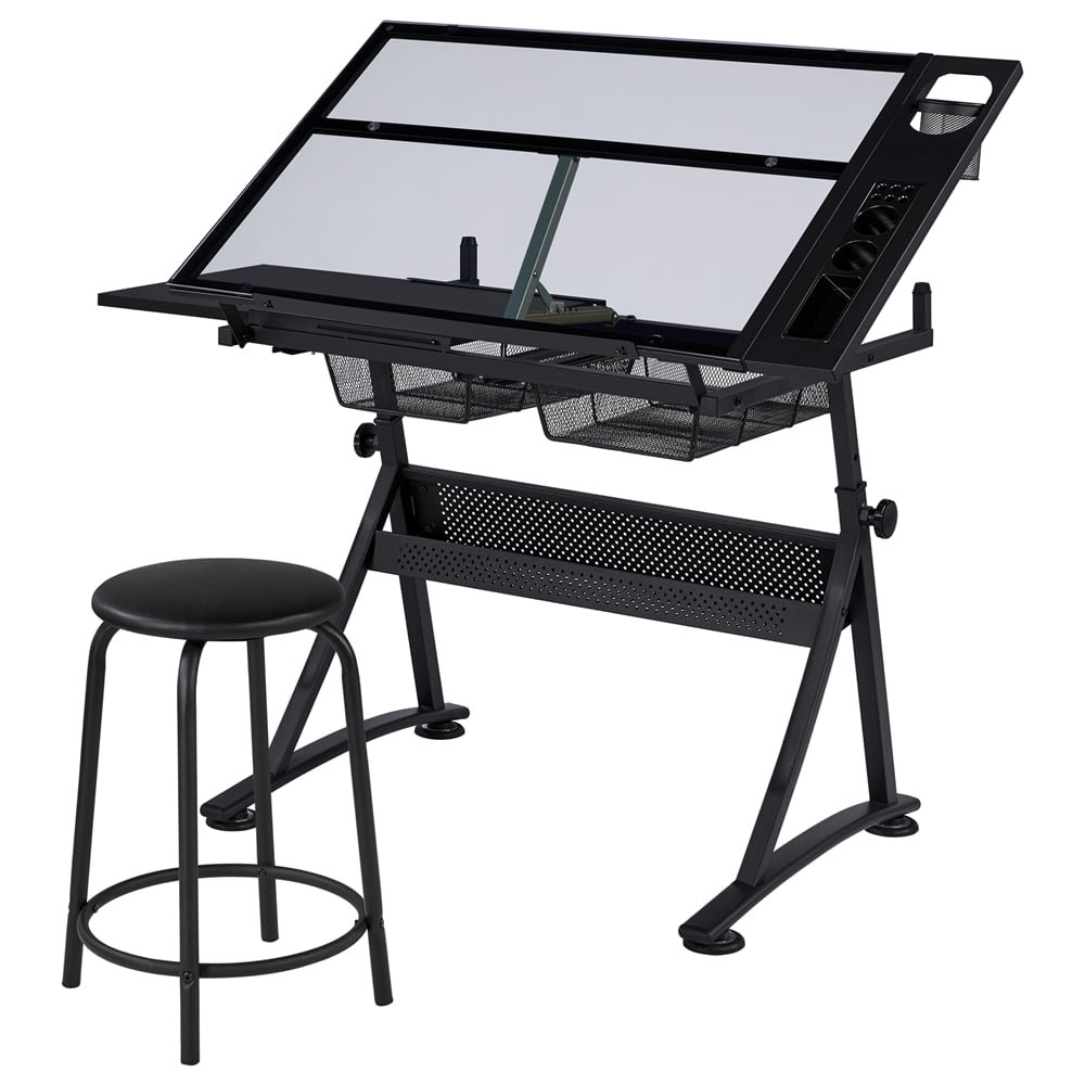 The Twillery Co.® Height Adjustable Drafting Table and Chair Set ...
