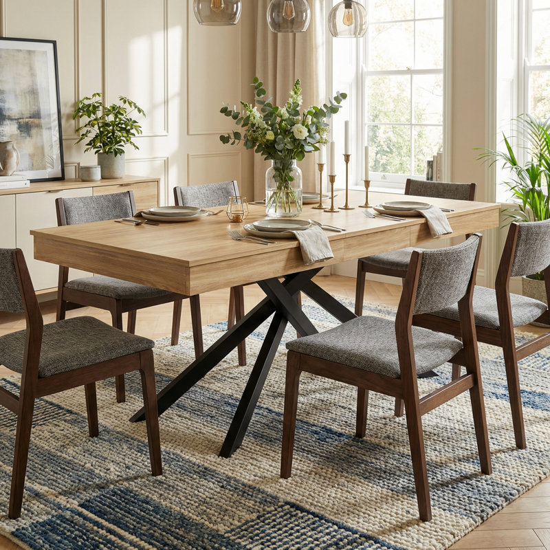 Extendable Metal Base Dining Table