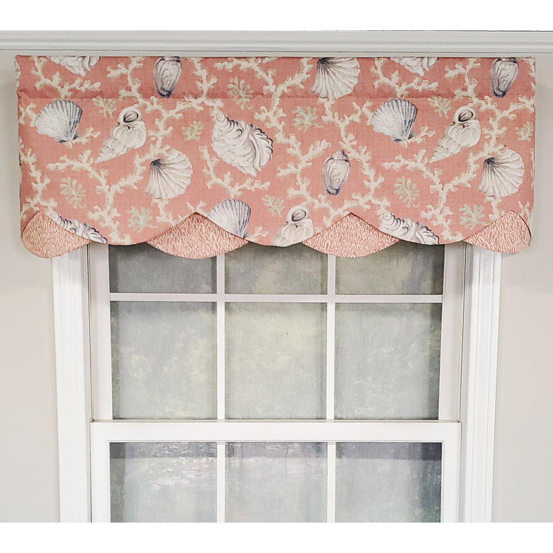 Windamar Cotton Blend Scalloped Window Valance, Coral