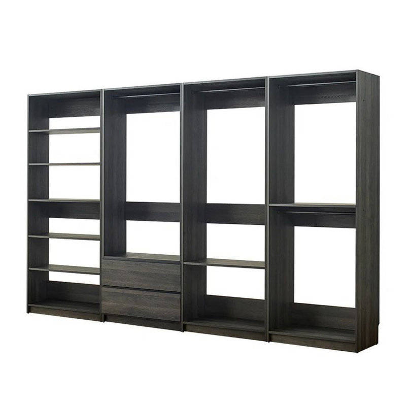 Dee Modular Freestanding Closet System, 4 Hanging Rods, 6 Shelves, Gray