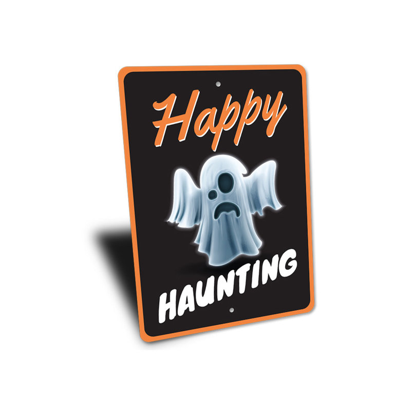Panneau en aluminium «Happy Haunting», H 14 po x l 10 po x P 0,04 po