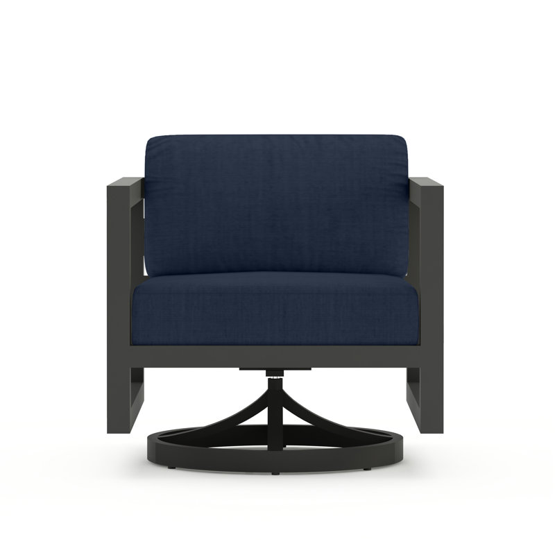 Avion 4 Piece Loveseat Set With Swivel, Spectrum Indigo Sunbrella®, Slate