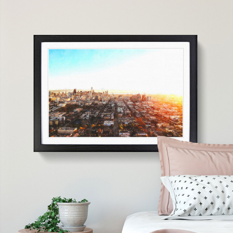 San Francisco California Skyline - Single Picture Frame Painting on MDF, Black Framed, 33cm H x 45cm W x 2cm D