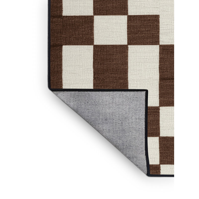 Tapis botanique brun lavable à la machine, Rond 3 pi