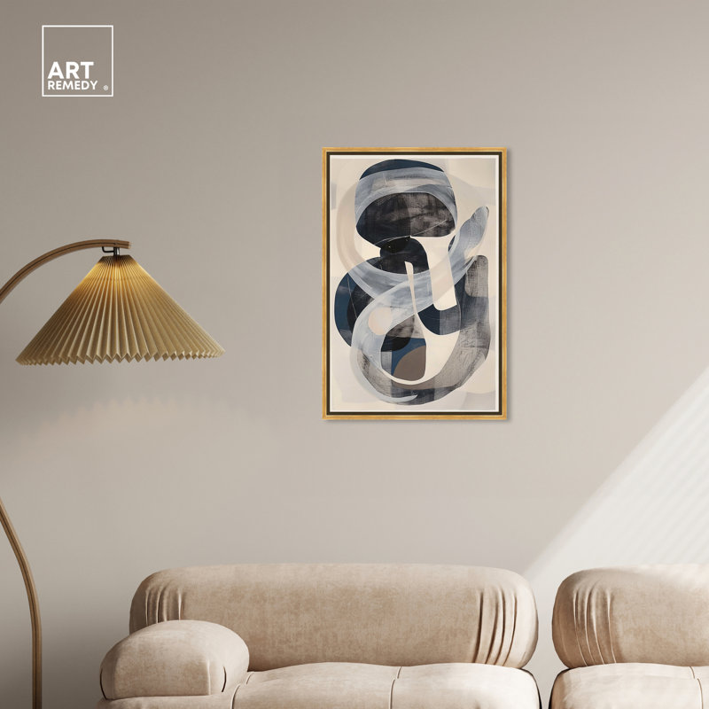 Large Abstract Canvas Wall Art with Gold Frame