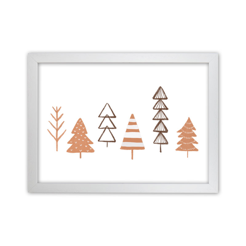 Winter Trees Illustration By Orara - Print, White Framed, 63cm H x 46cm W x 3cm D