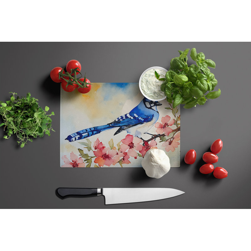 Blue Jay Glass Cutting Board