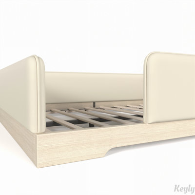 Faux Leather Floor Bed with Removable Guardrails