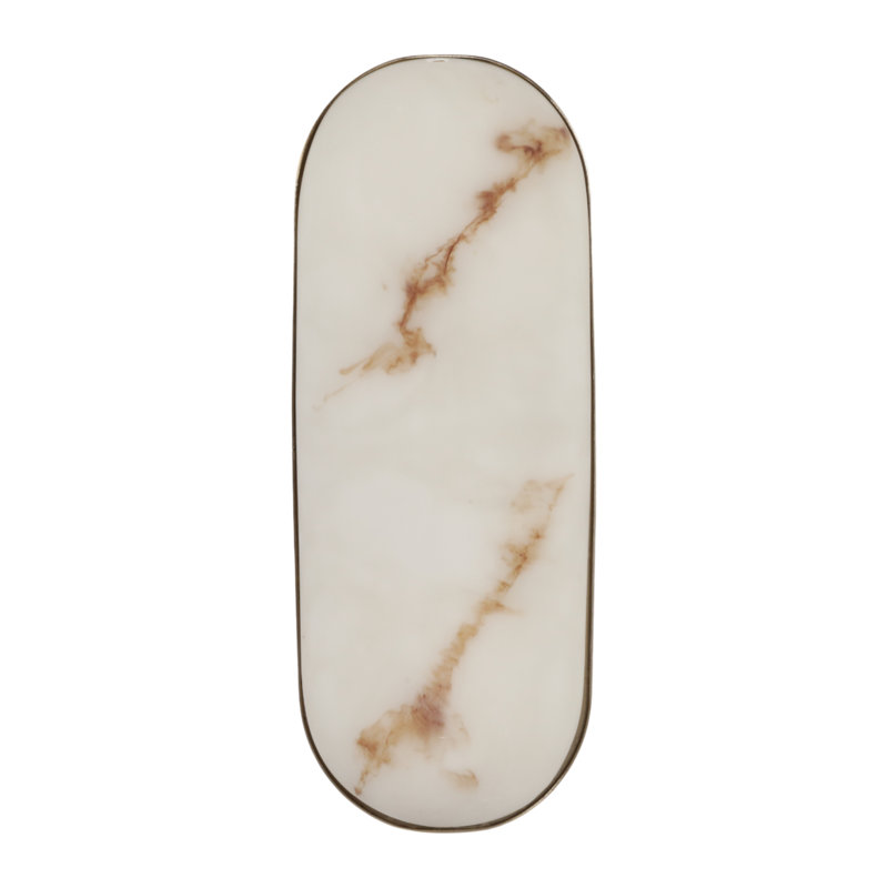 Applique murale rectangulaire en faux albâtre pour la maison - Décoration murale décorative pour éclairage de vestibule et de couloir - 12 po, blanc et or