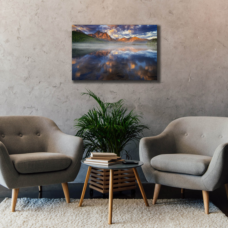 «Sawtooth Reflections» par Rick Berk, art mural sur toile, 40 po x 26 po