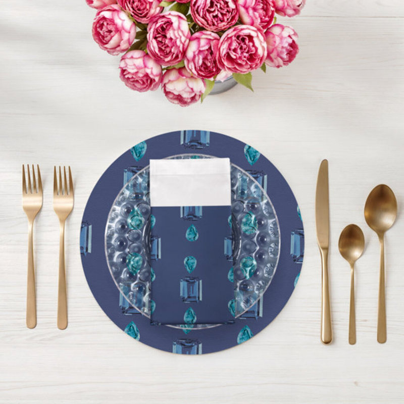 Gem Cotton Blend Square Napkins, Blue