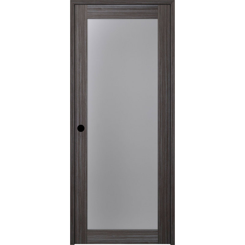 Porte intérieure pré-montée en bois manufacturé et en verre Palladio 208, 27,75 po x 83,23 po, Blanc noble, Oui