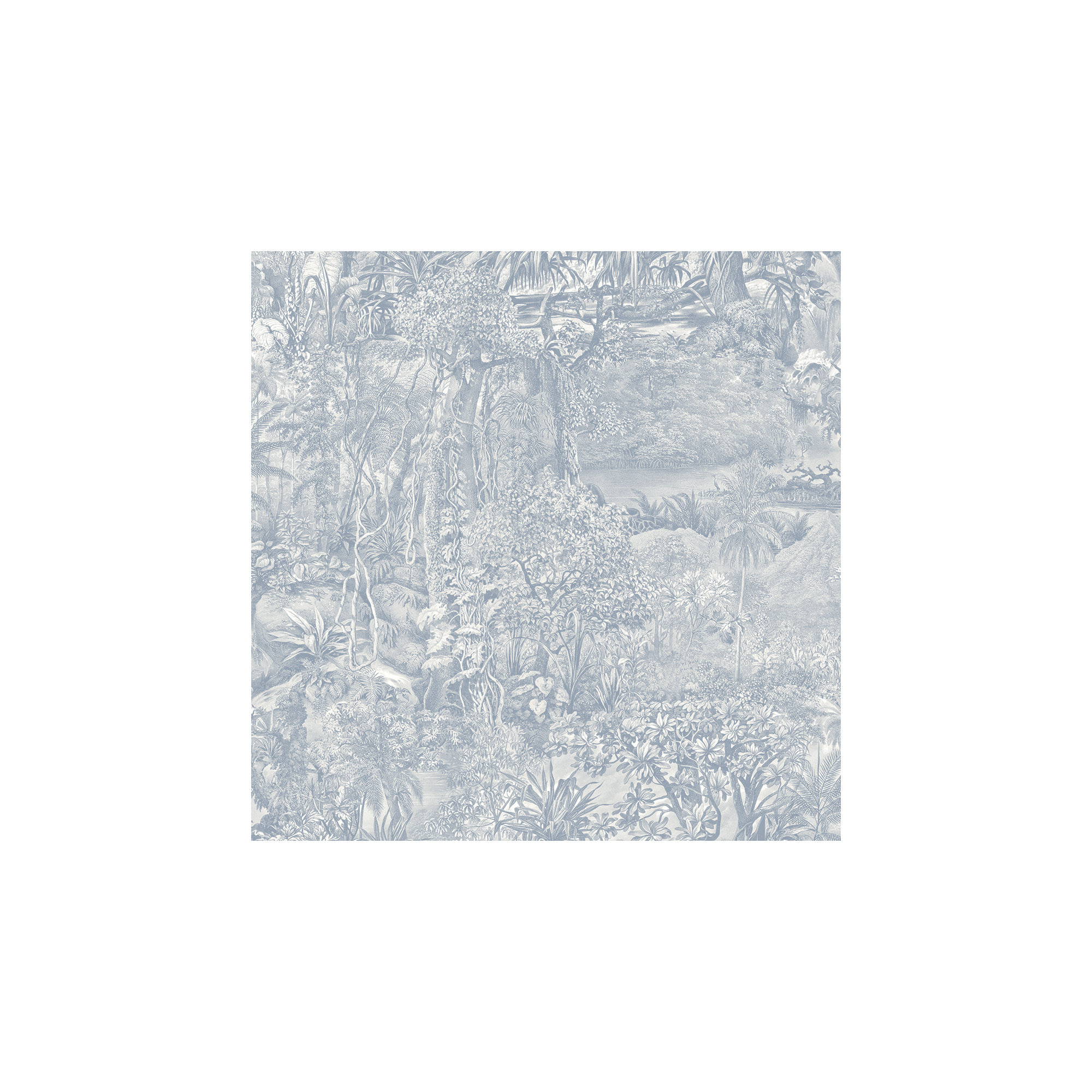 Jungle Toile Peel and Stick Wallpaper, Cornflower Blue Toile, 20.5" L x 33" W