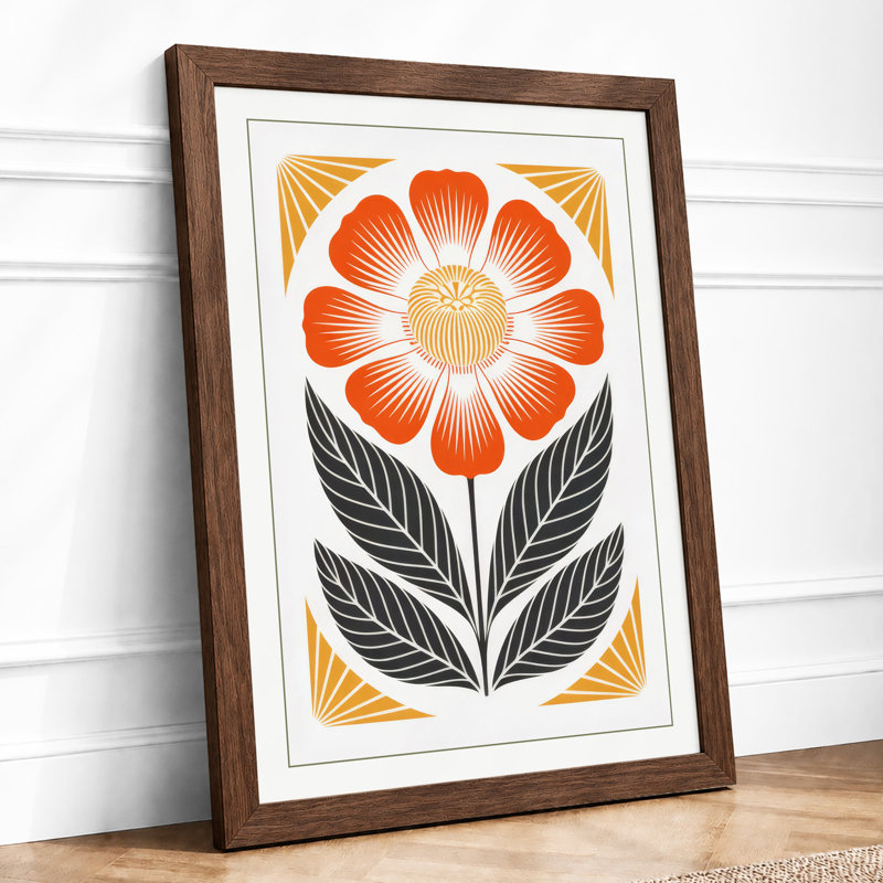 Geometric Bloom Botanical - Framed Print, A1 - 84.1 x 59.4 cm, Walnut