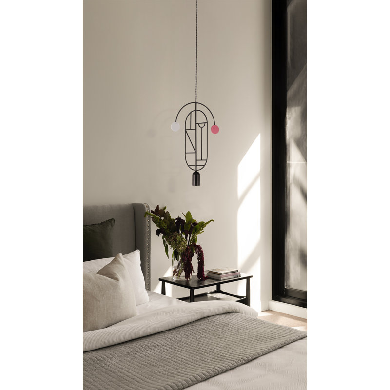 Wooden Dots 1 - Light Pendant, White/Pink, Black