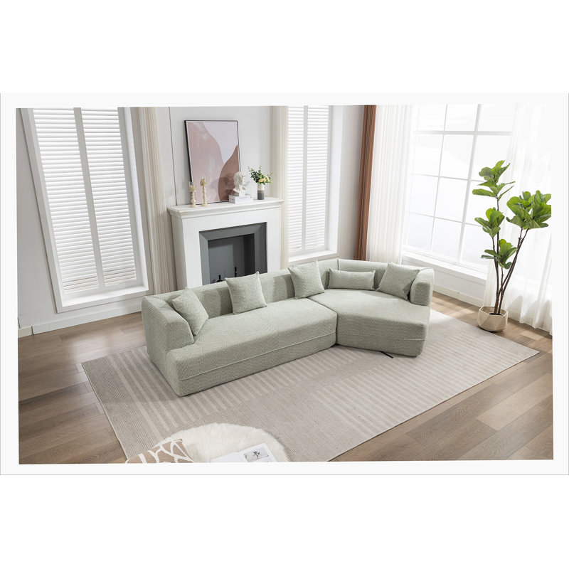 Canapé modulaire Melotti Boneless, canapé de style minimaliste moderne, rembourré, combinaison libre, tissu de fibres rondes, tissu anti-froissement, extension des dimensions