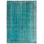 Tapis turquoise en laine noué à la main de conception unique 6 pi 11 po x 10 pi 2 po Leiser
