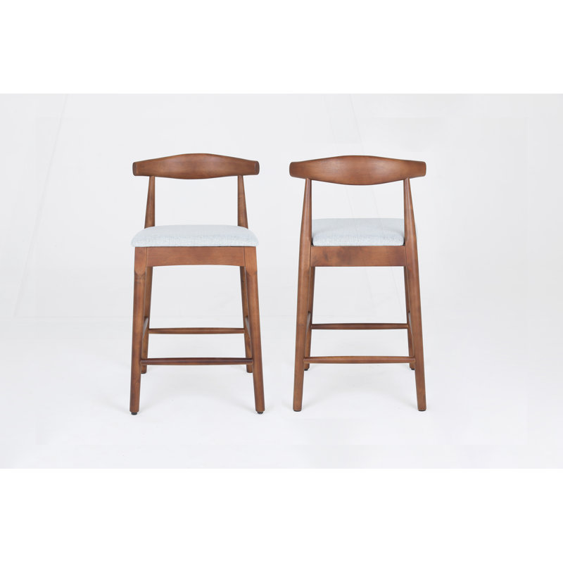 Tabourets de style Mid-Century moderne avec des pieds en bois robustes et des sièges confortables pour diverses pièces, Noyer