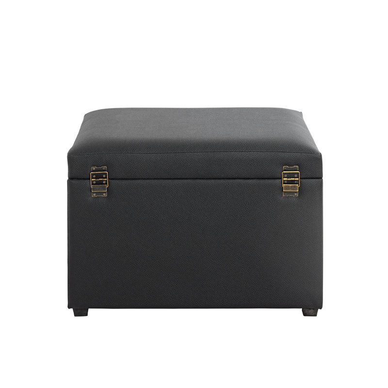 Nolley 58cm W Faux Leather Rectangle Ottoman with Storage