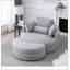 Grand fauteuil rond club pivotant gris-1059113635