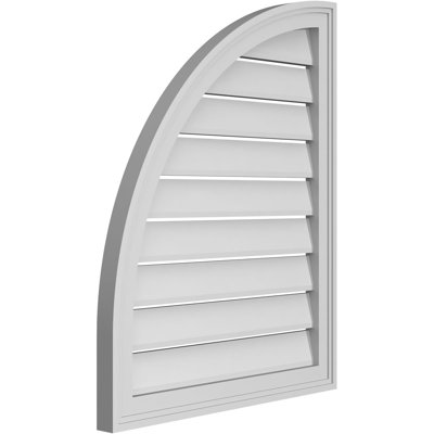 Quarter Round Left Surface Mount Signature Urethane Functional Gable Vent, Primed Tan