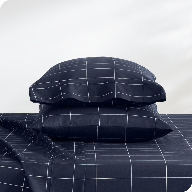 Queen Midnight Grid Microfiber Deep Pocket Sheet Set