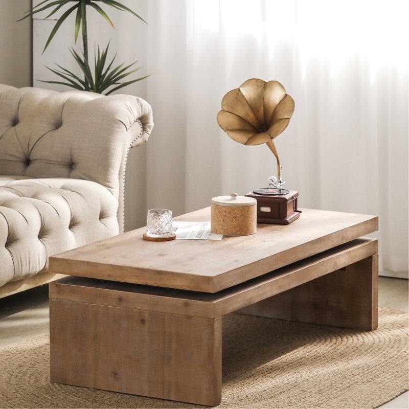 Table de salon rustique en bois naturel, 46,99 po Longueur x 23 largeur 15,9 hauteur, beau bureau rectangulaire, L 47,6 po x l 23,6 po H 16,3 po, design, rangement ouvert